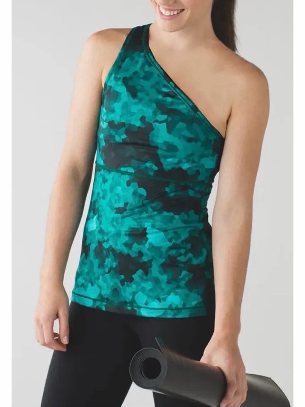 Lululemon One-Shoulder Camo Tank Top Green